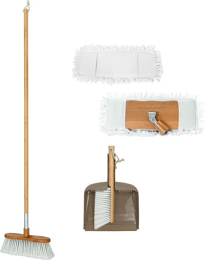 Harper Live.Love.Clean. Household Cleaning Kit with Bamboo Broom, 2-in-1 Wet/Dry Dust Mop Head, (... | Amazon (US)