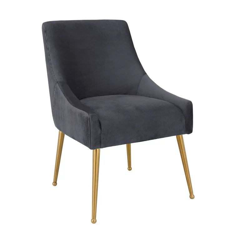 TOV Furniture Beatrix Pleated Dark Grey Velvet Side Chair with Gold Legs | Walmart (US)