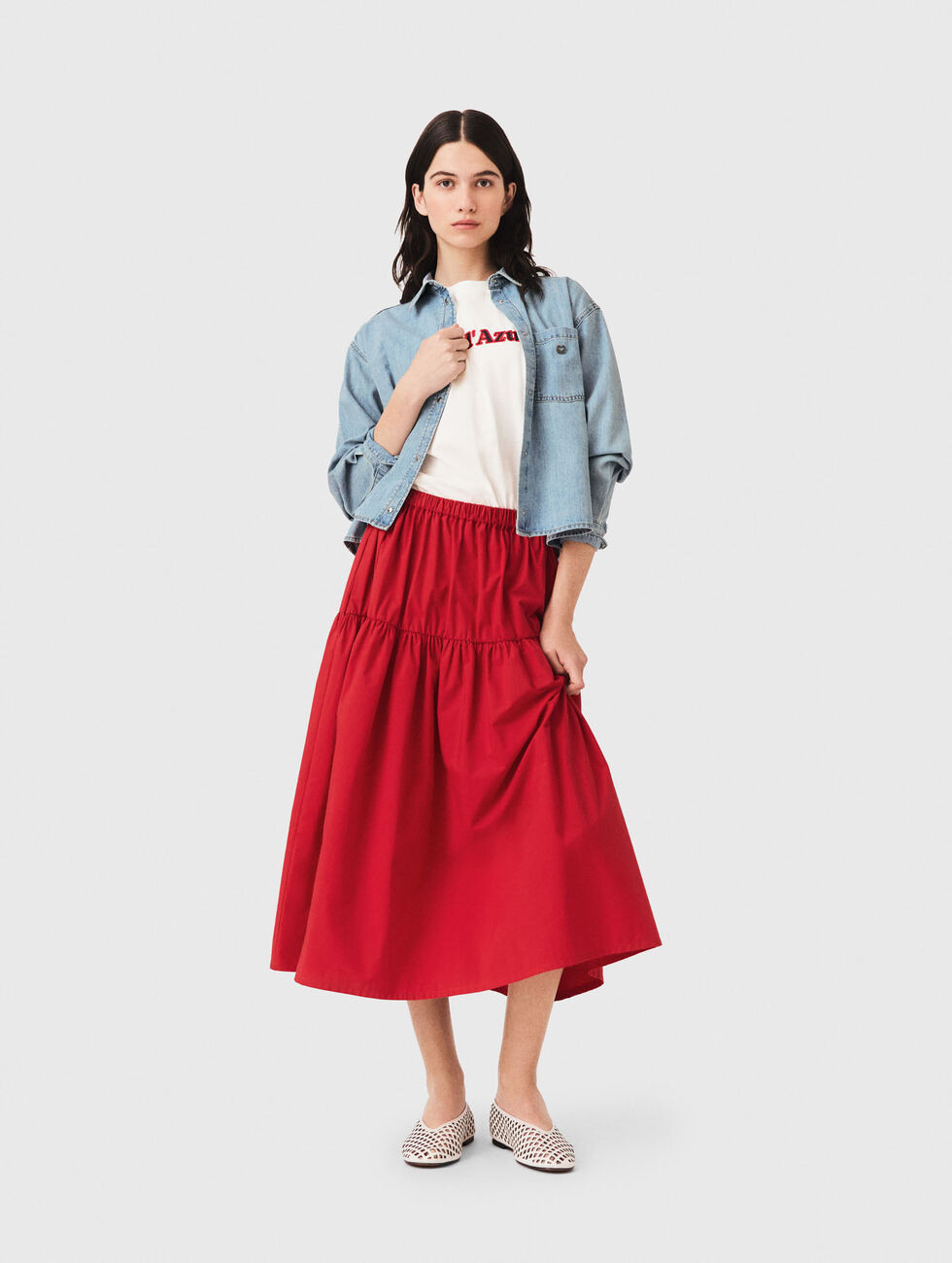 Long gathered skirt Red for Women | Maje | Maje US