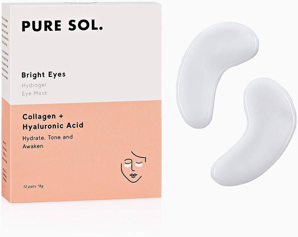 pureSOL PURE SOL. Hydrogel Collagen Eye Mask with Hyaluronic Acid, Grape Seed Extract, Hydrate, T... | Amazon (US)