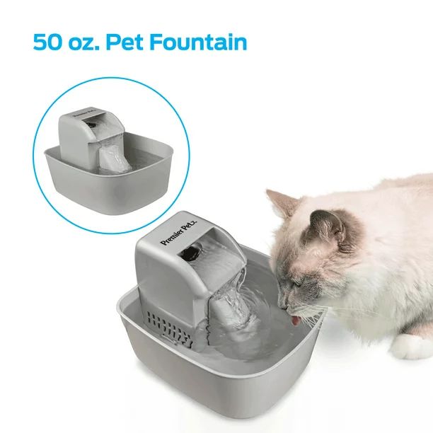 Premier Pet 50 oz. Pet Fountain Automatic Water Fountain for Dogs and Cats | Walmart (US)