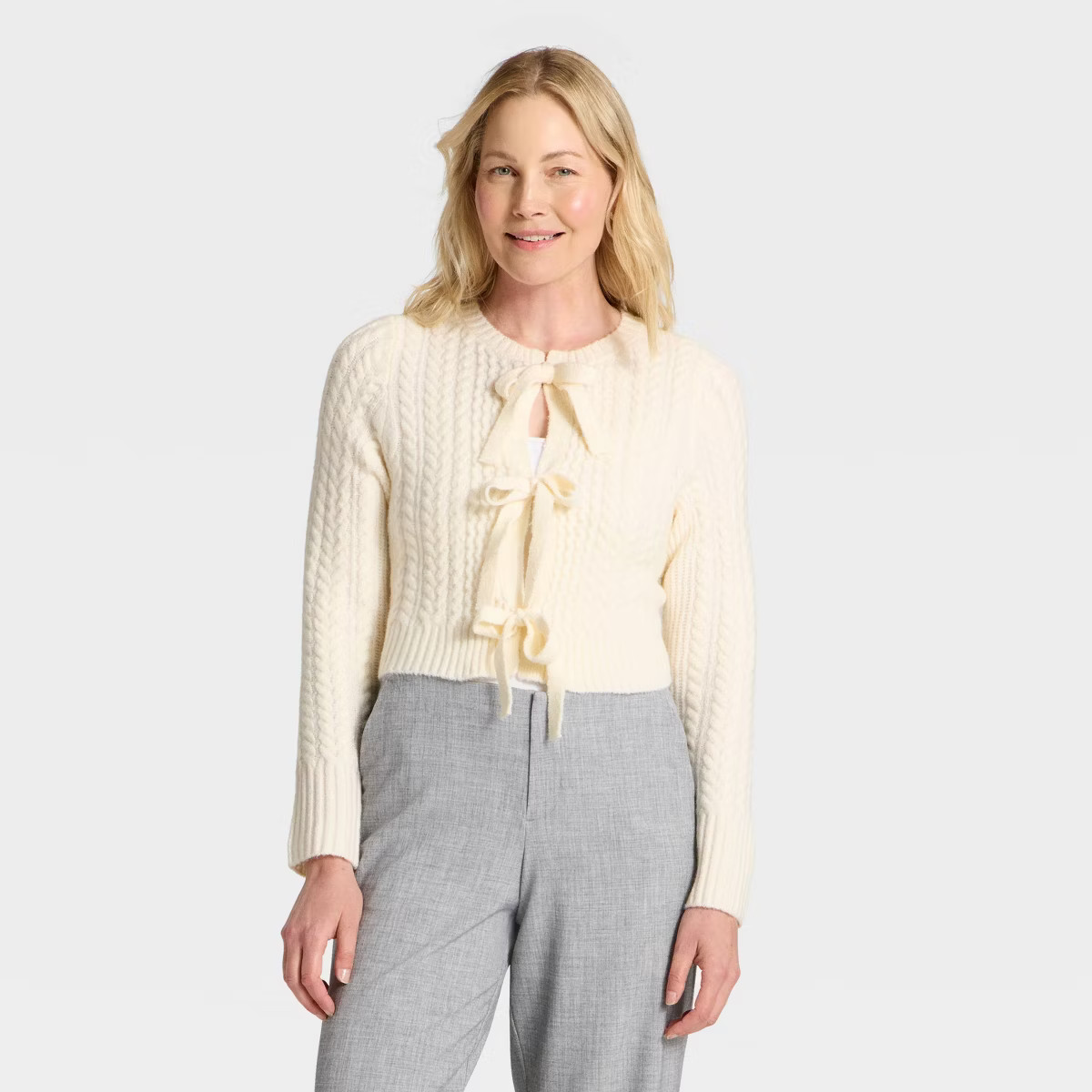 Women's Long Sleeve Bow Cardigan Sweater - A New Day™ | Target