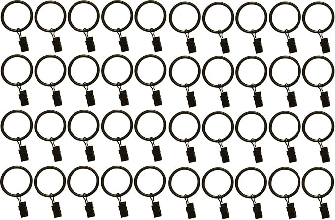 1.5-inch, Set of 40, Black - Metal Curtain Rings with Clips and Eyelets – TEJATAN (Also Known a... | Amazon (US)