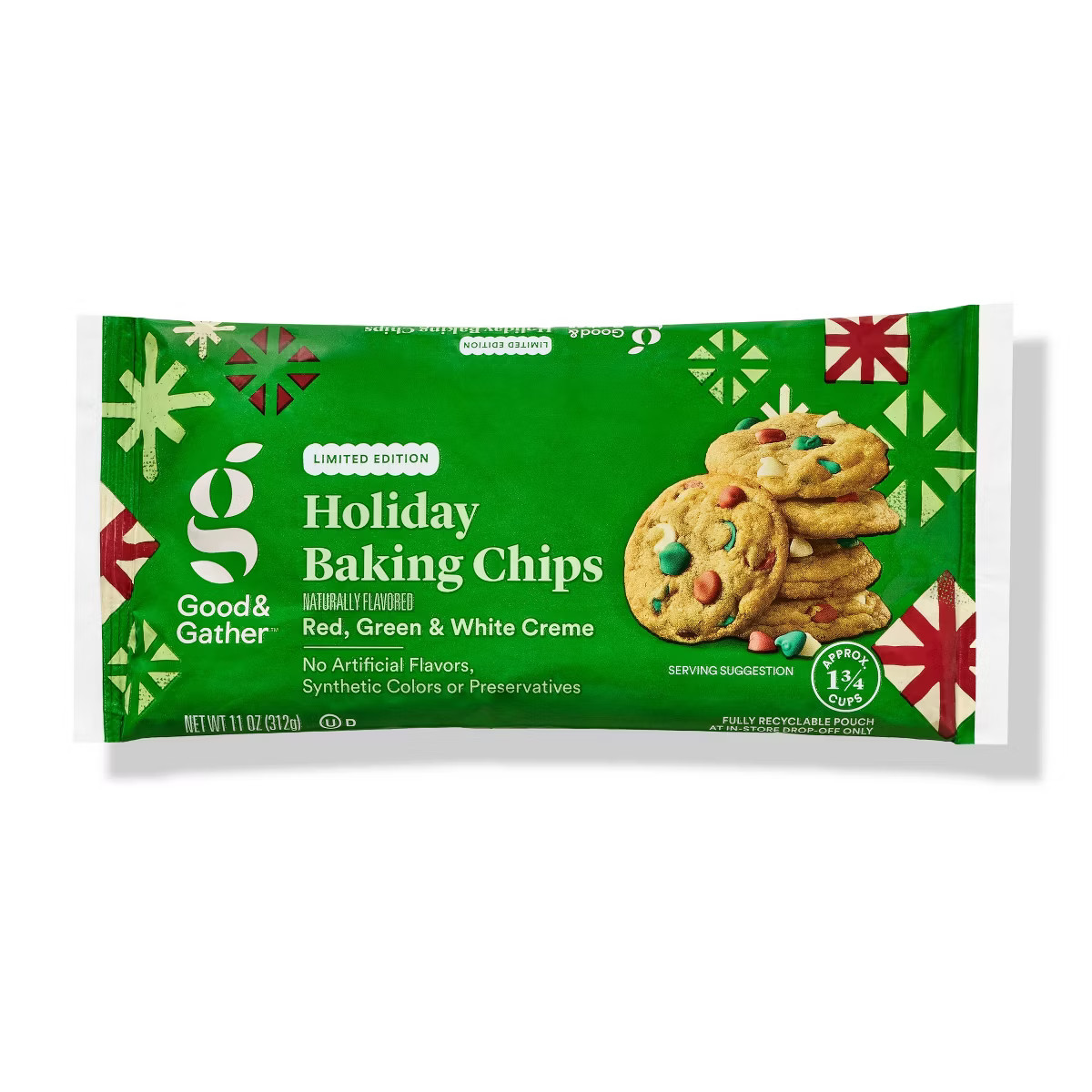 Holiday Baking Chips Naturally Flavored Red, Green & White Creme - 11oz - Good & Gather™ | Target