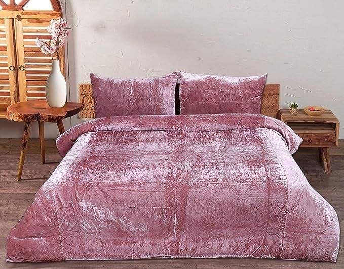 The Harry Creations 3 Pcs Set Solid Pattern Velvet Bedding Ultra Donna Crushed Luxury Boho Duvet ... | Amazon (US)