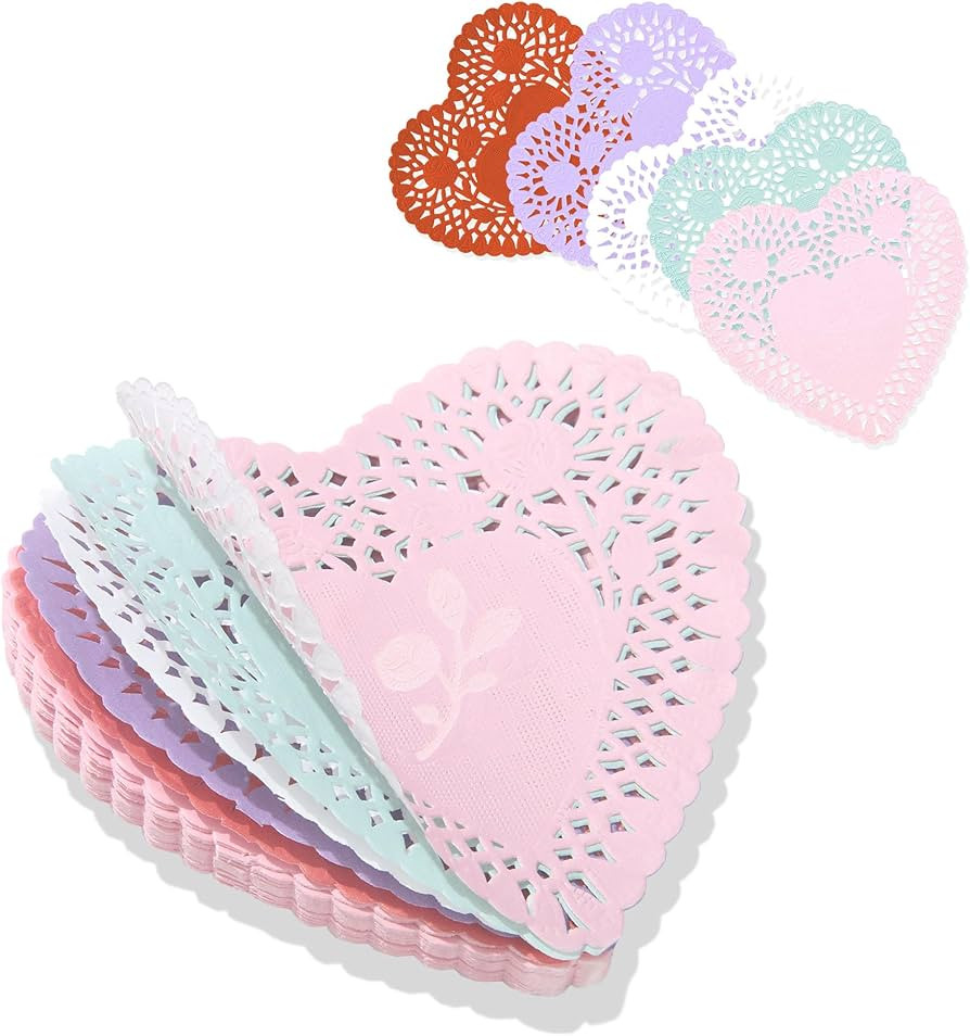 Heart Shaped Doilies 8 inch - Heart Doilies Lace Paper,100 Pcs Paper Doilies for Crafts Decoratio... | Amazon (US)