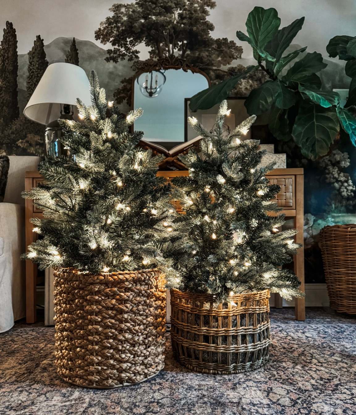 These 3 foot mini pre-lit Christmas trees are the best and would look so great at your entry! ✨🌲

#prelittree #artificialtree #minitree #christmastree #wovenbasket 

#LTKHoliday #LTKSeasonal #LTKHome