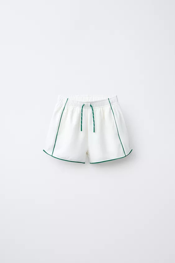 RIBBED SHORTS WITH CONTRAST PIPING | Zara US