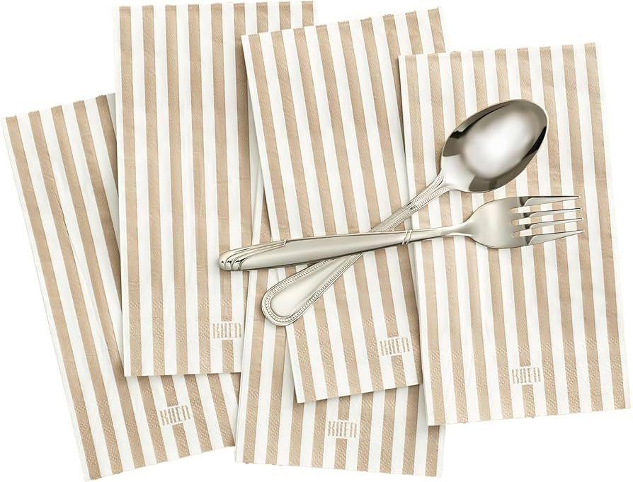 Striped Disposable Napkins & Placemats – 3-Ply Paper Tableware for Parties, BBQs, Picnics, Birt... | Amazon (US)