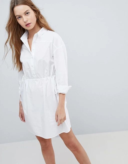 ASOS Ruched Cotton Mini Shirt Dress | ASOS US