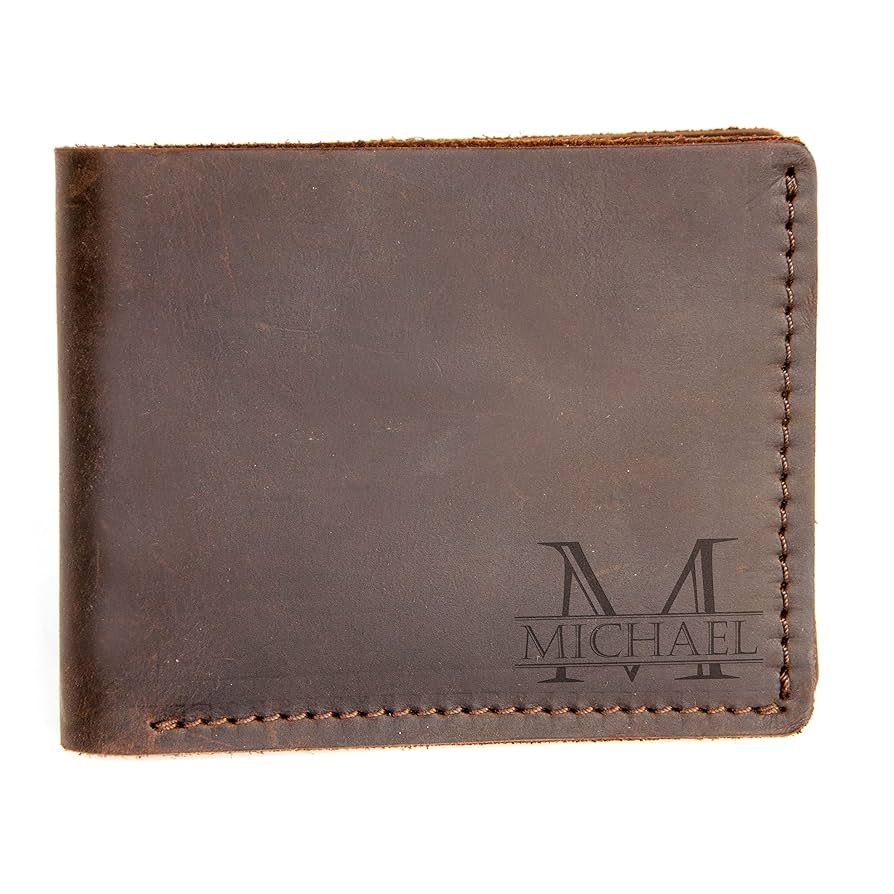 Personalized Leather Wallet Groomsmen Gift Box Leather Gift for Him Mens Wallet Custom Gift for M... | Amazon (US)