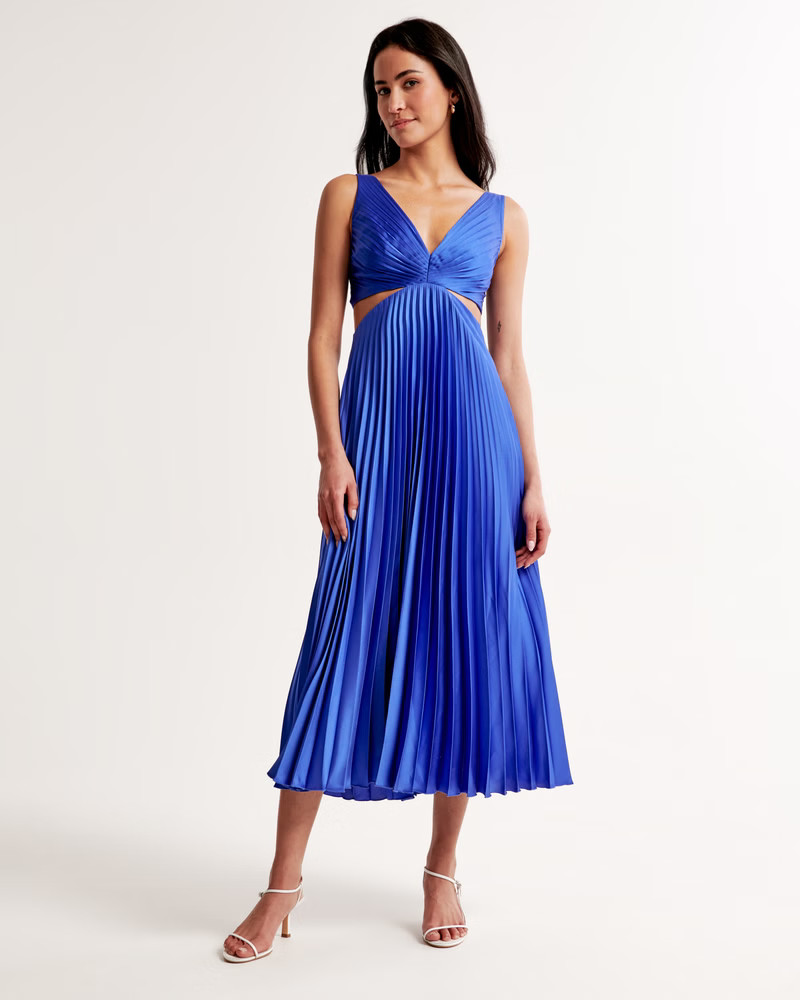 Women's The A&F Giselle Pleated Cutout Maxi Dress | Women's Dresses & Jumpsuits | Abercrombie.com | Abercrombie & Fitch (US)