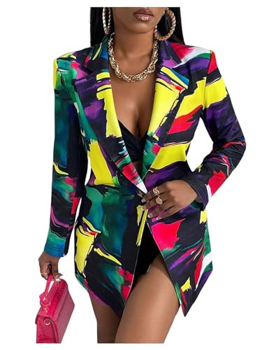 Floerns Women's Casual Long Sleeve Graphic Colorful Blazer Work Suit Jackets | Amazon (US)