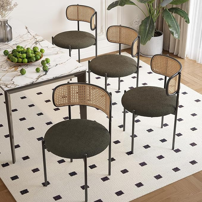 Farini Kitchen Chairs Set of 4, Mid-Century Modern Dining Chairs,Kitchen Dining Room Chairs, Ratt... | Amazon (US)