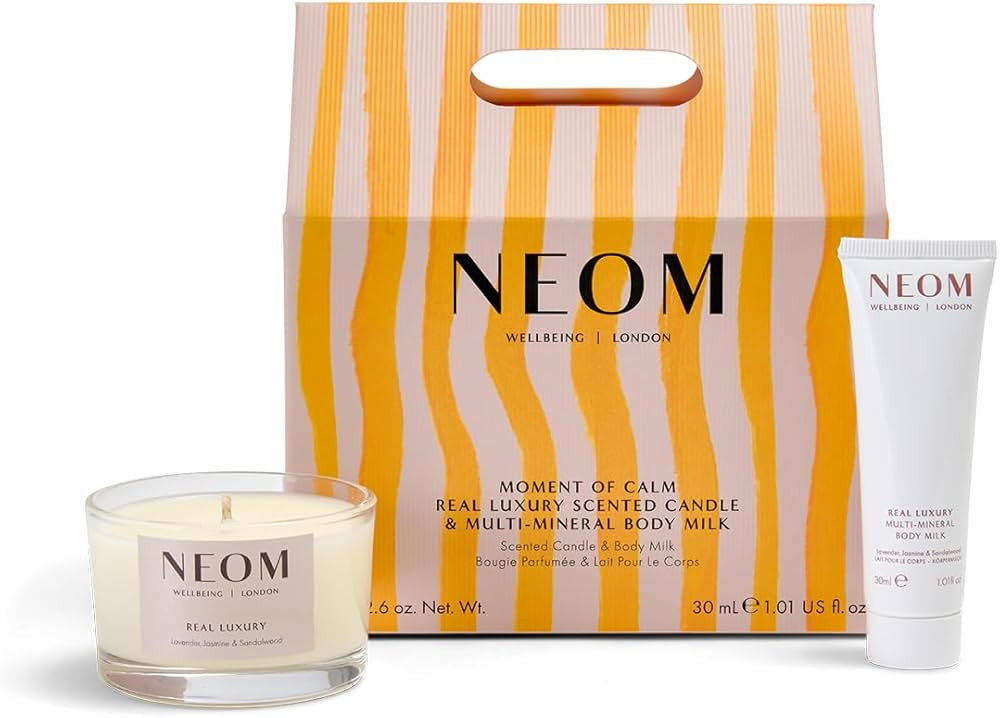 NEOM- Moment of Calm Gift Set | Real Luxury Travel Candle & Real Luxury Multi-Mineral Body Milk 3... | Amazon (UK)