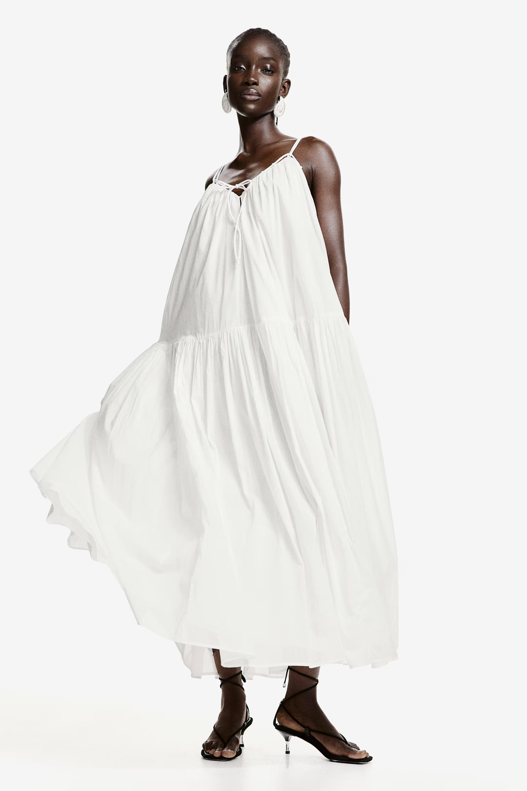 A-line maxi dress - V-neck - Sleeveless - White - Ladies | H&M GB | H&M (UK, MY, IN, SG, PH, TW, HK)