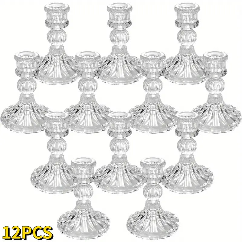 Glass Candlestick Holders Taper Candle Holders Clear Stripe - Temu Canada | Temu Affiliate Program