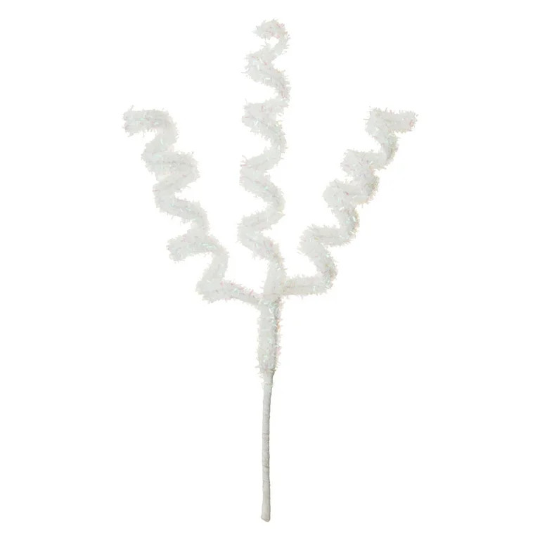 White Glitter Spiral Decorative Christmas Pick, 9 in, by Holiday Time | Walmart (US)