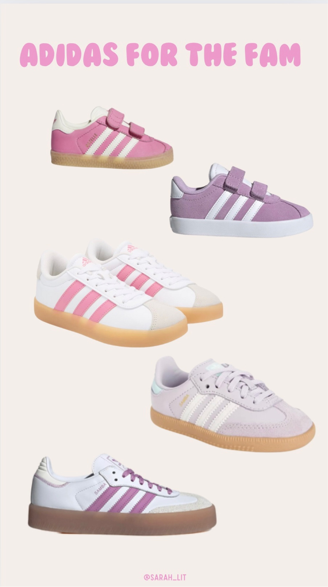 Purple and pink Adidas for the fam! We wore these all day at Disney and got so many compliments!!! Super comfy and cute!

#LTKBaby #LTKTravel #LTKFamily