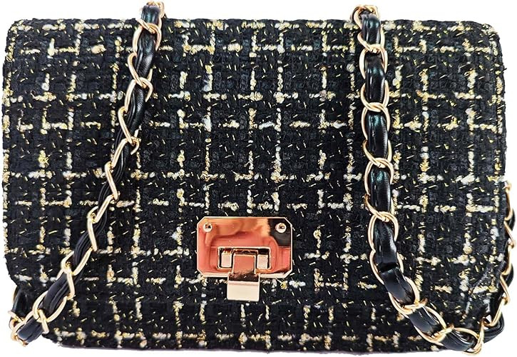 Small Quilted Shoulder Bag for Women Fashion Tweed Mini Clutch Handbag Purses Designer Crossbody ... | Amazon (US)