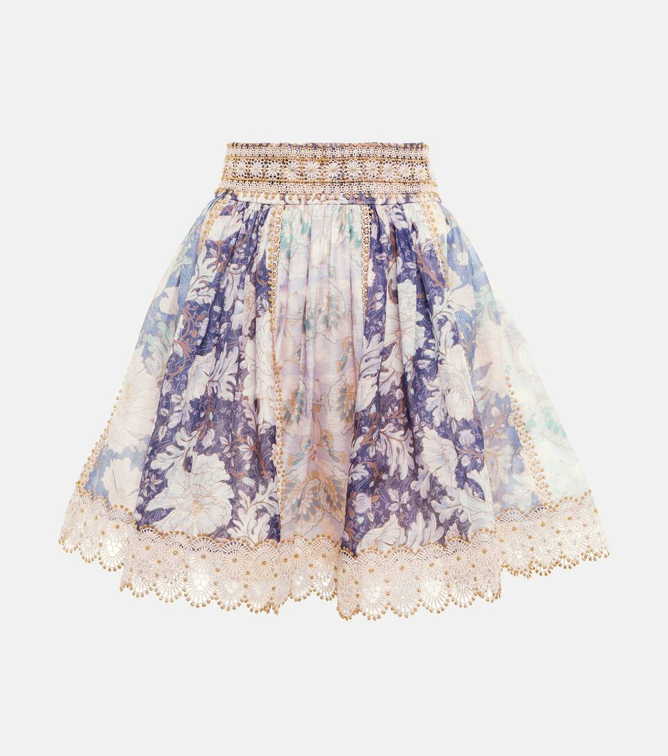 Celestial floral linen and silk miniskirt | Mytheresa (US/CA)