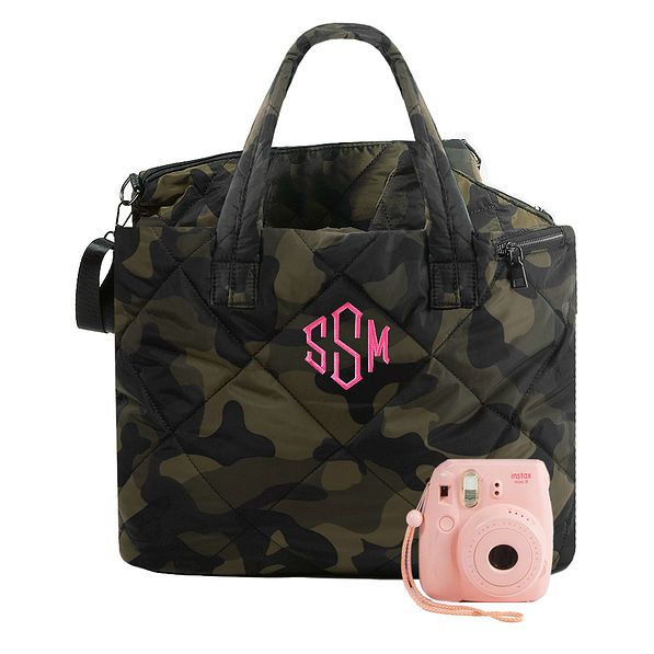 Monogrammed Quilted Camo Tote Bag Set | Marleylilly