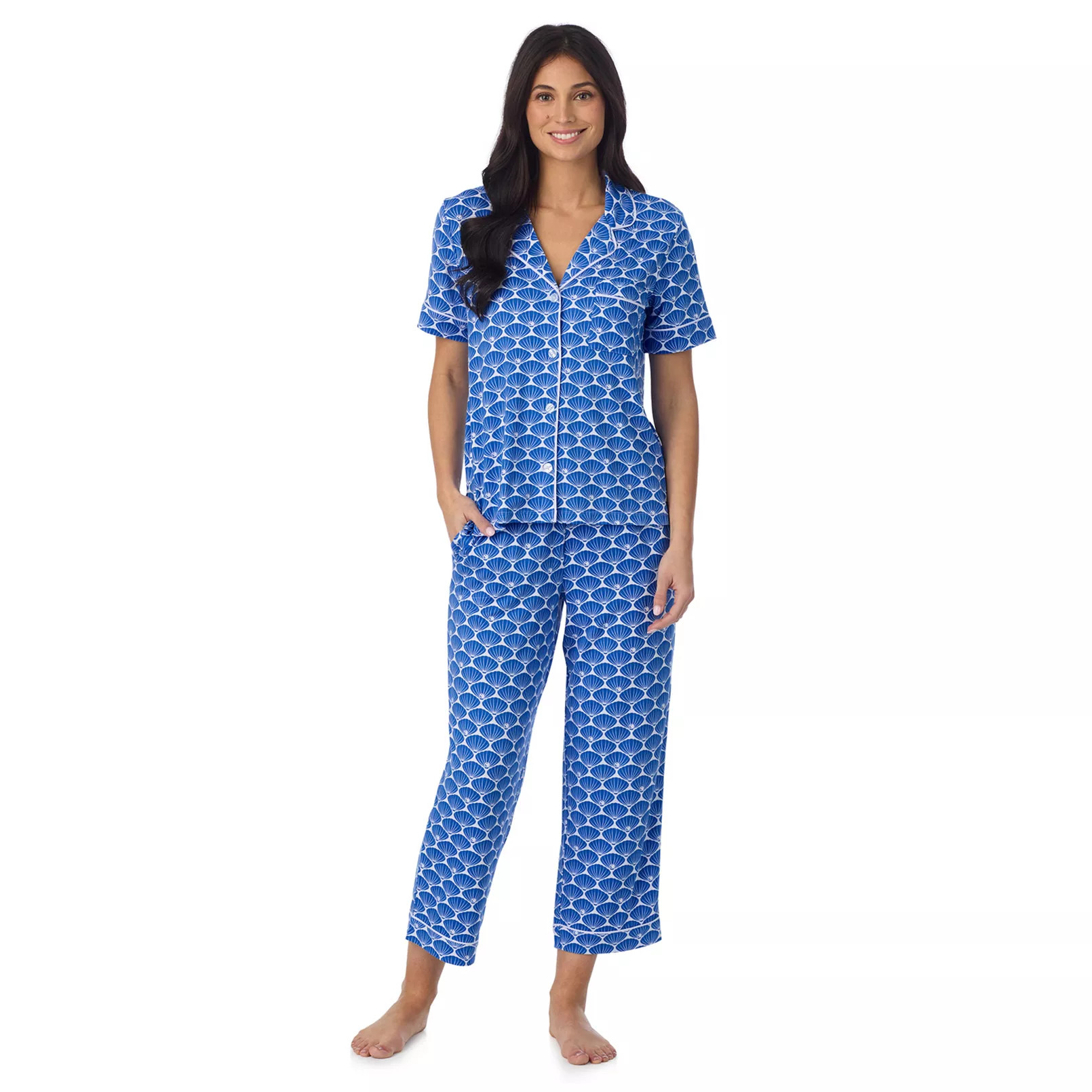 Women's Beauty Sleep Social Cozy Short Sleeve Pajama Top & Pajama Pants Set | Kohl's