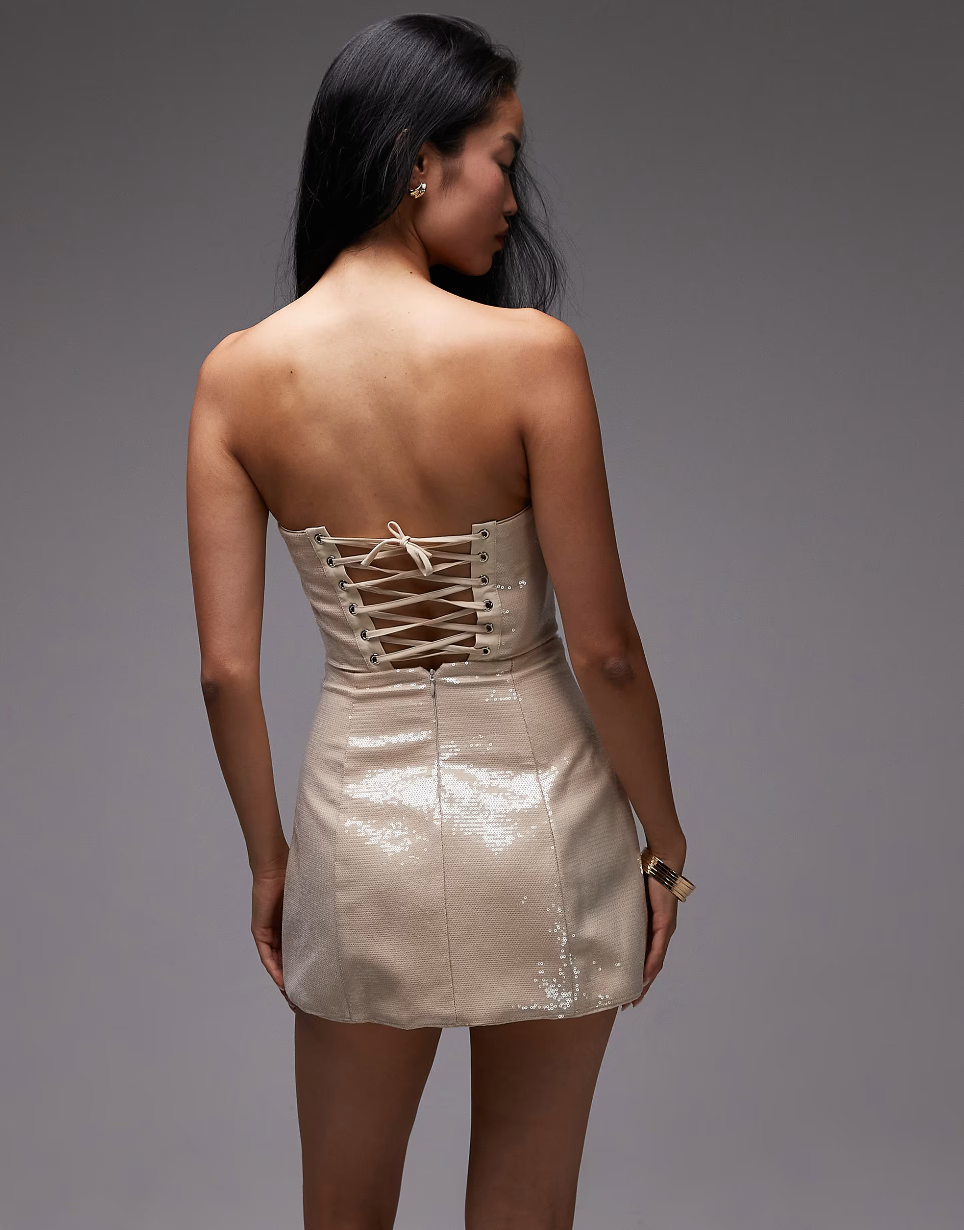 Heiress Beverly Hills sequin corset detail structured mini dress in buttercream | ASOS (Global)