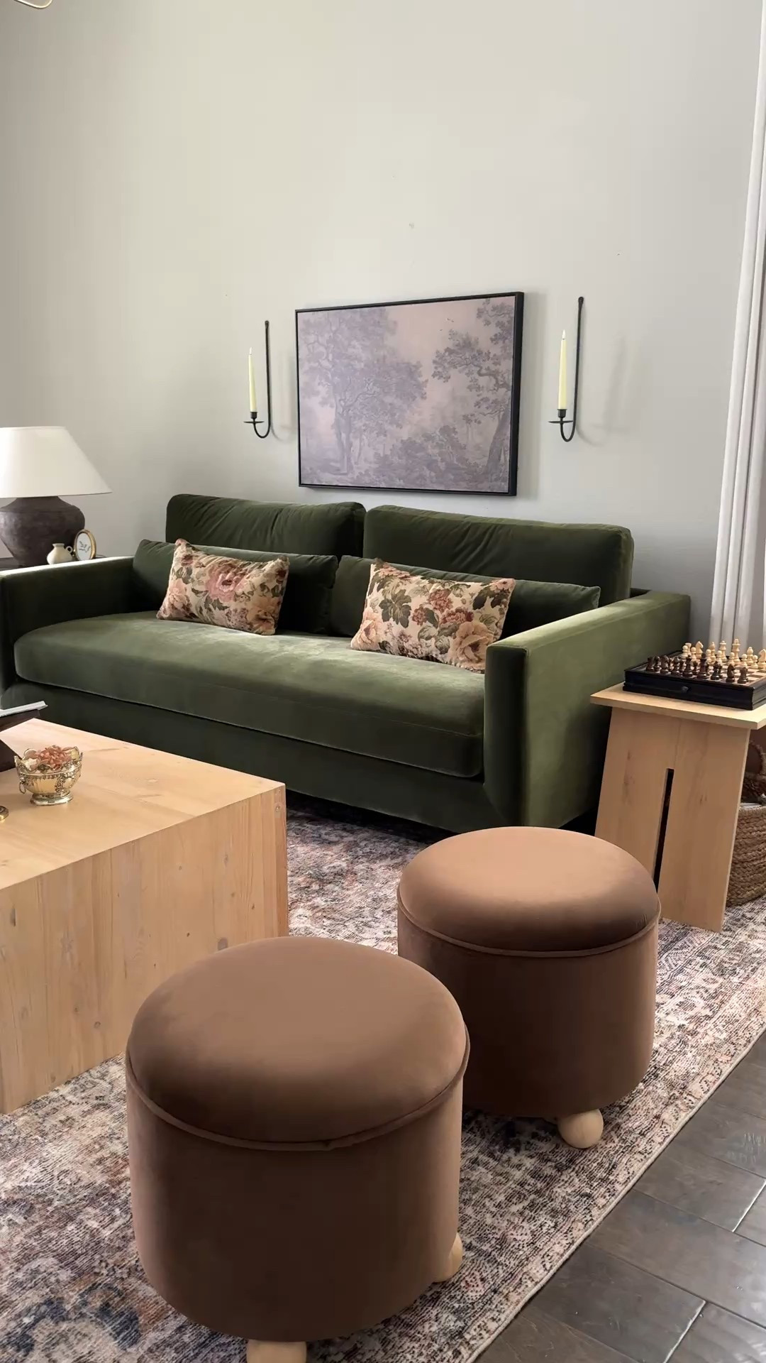 She’s giving romantic revival 🤎 
Started with green velvet sofa that anchors the room, floral pillows that adds a little romance, vintage pieces that brings so much charm. I always wanted this space that whispers “pour a glass of wine and stay awhile.”

Loving the balance between dark and light pieces to achieve moody vibes. 

Which detail has your heart?

✨If this speaks to you, save it for later and send it to someone who gets it too 

🫶🏼 Follow along @new_vision_home 

#newvisionhome #sittingroom
#RomanticInteriors #LivingRoomGlowUp#LTKStyleTip 

#LTKSaleAlert #LTKHome