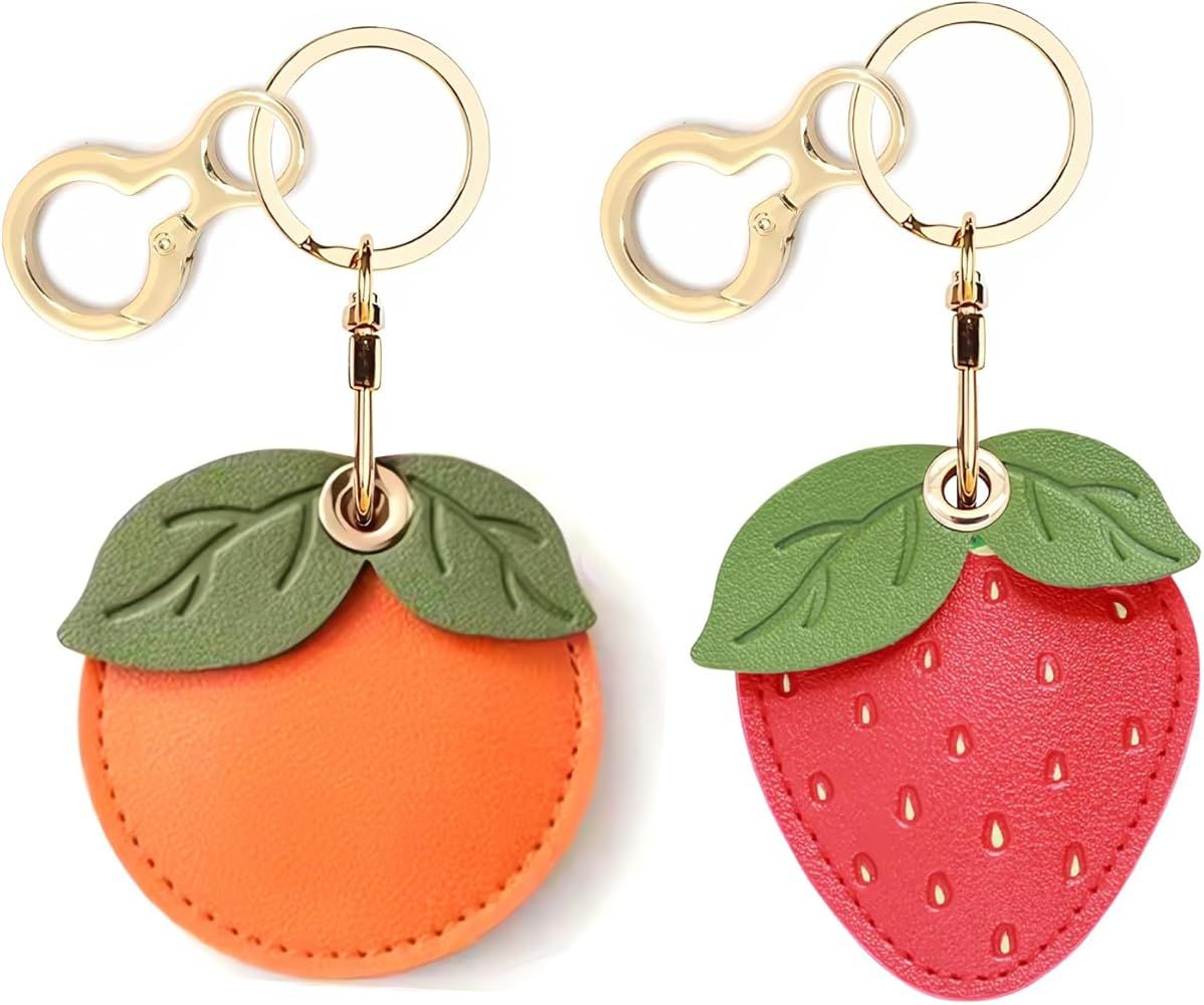 Leather Keychain Holder Case Suitable for AirTag,Cute air tag Cover with Keychain Ring | Amazon (US)