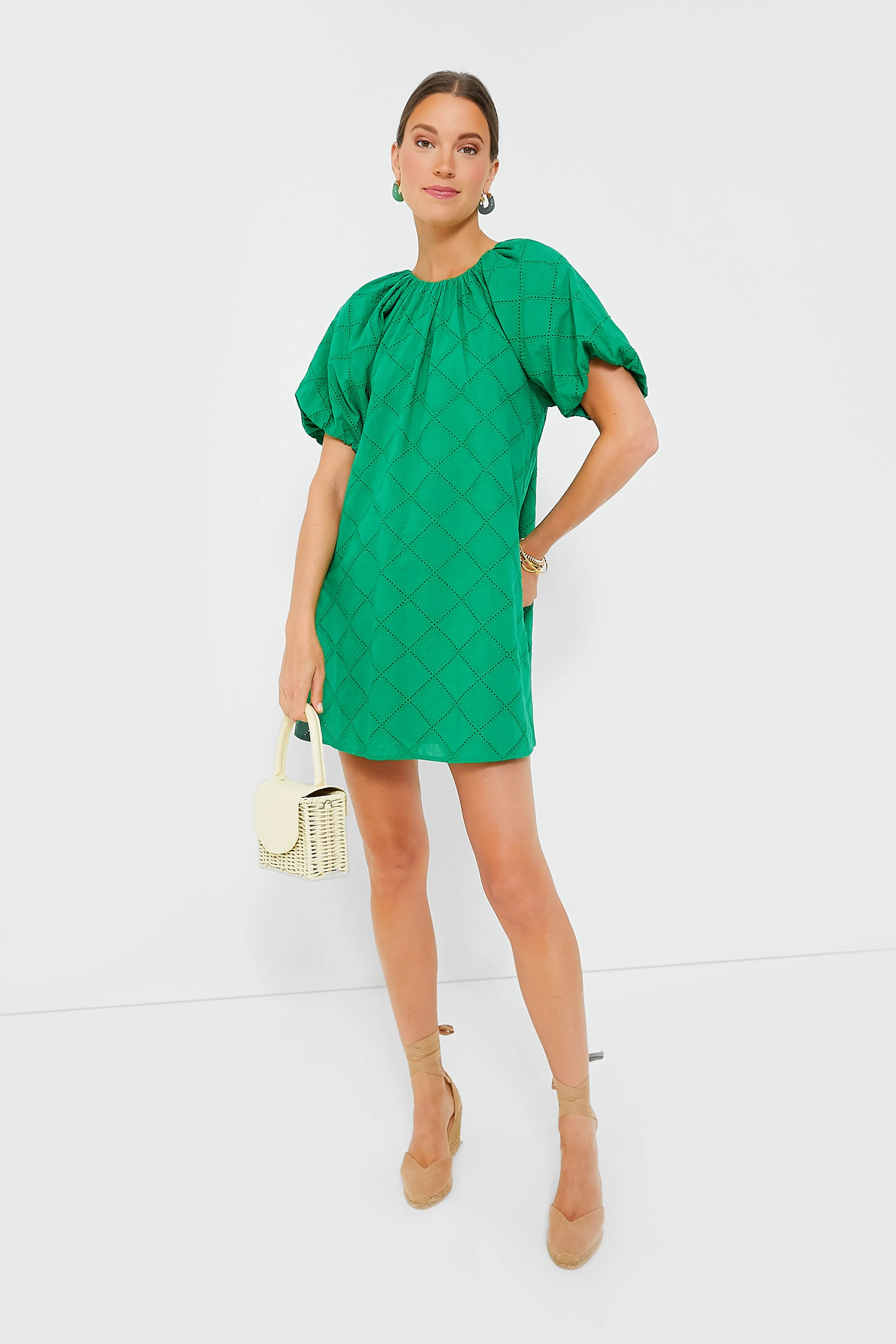 Green Eyelet Quincy Mini Dress | Tuckernuck (US)