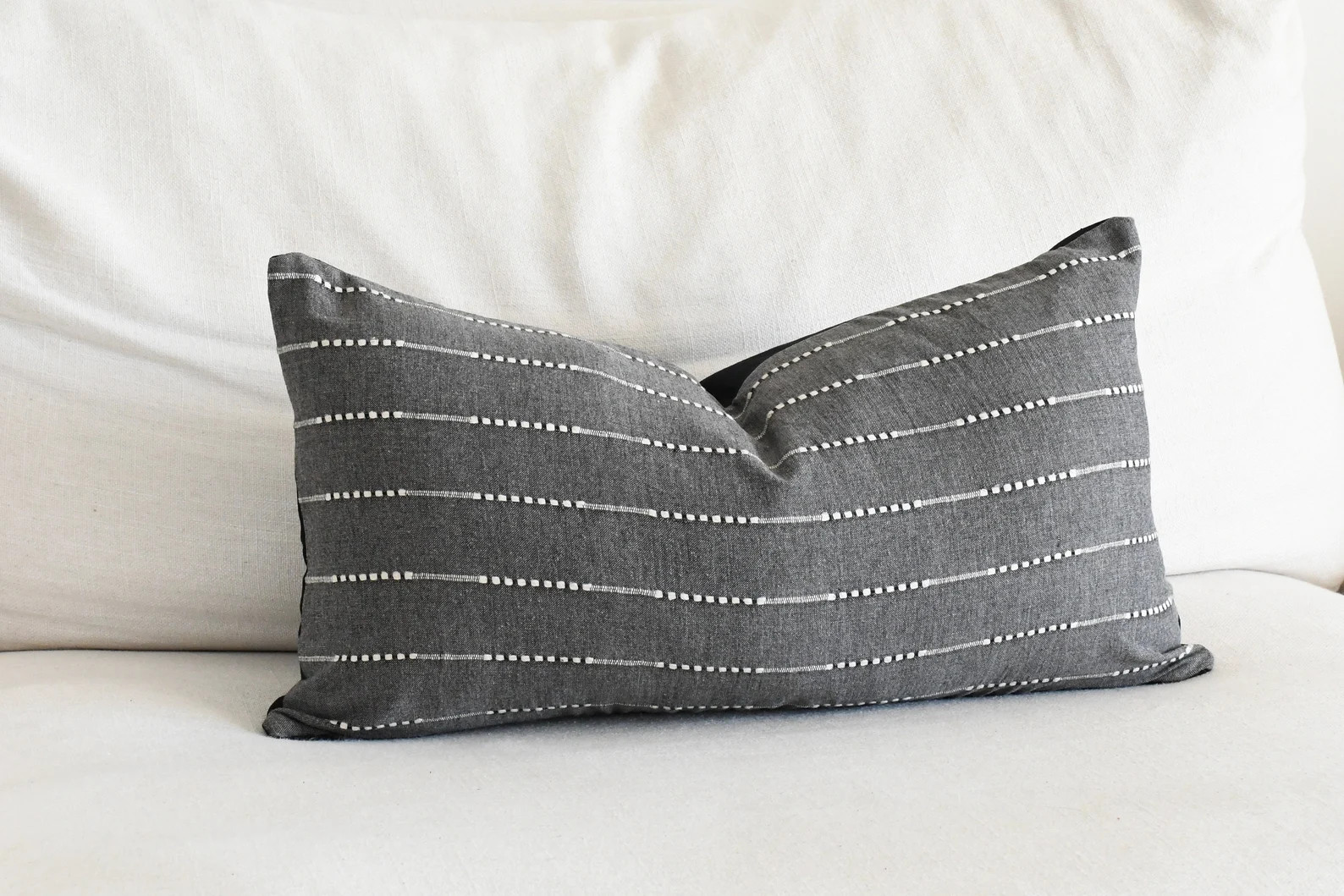 20 X 20 Gray Throw Pillow Covers 18 X 18 Gray Cotton Pillow Soft Gray Cotton With White Stripe Lu... | Etsy (US)