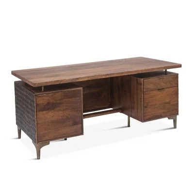 Ilford Solid Wood Top Metal Base Executive Desk | Wayfair North America