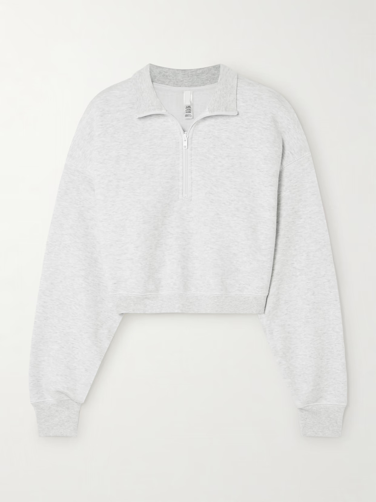 SKIMS - Cropped Cotton-blend Jersey Half-zip Sweater - Light Heather Gray | NET-A-PORTER (US)