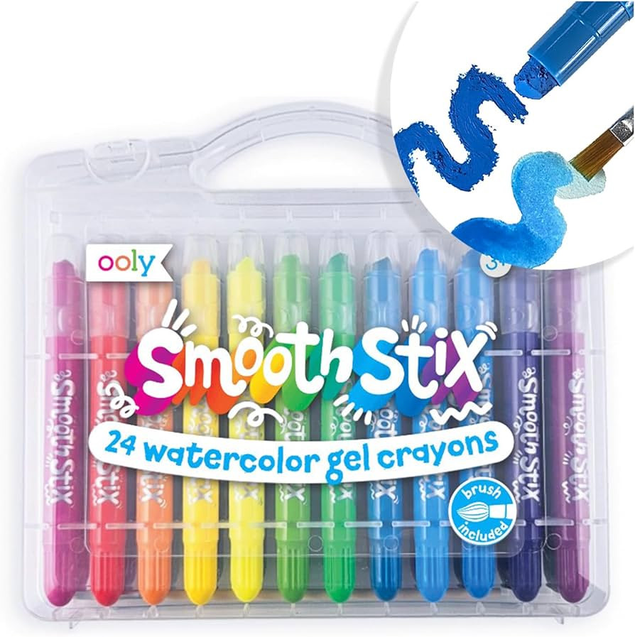Ooly Smooth Stix Gel Crayons for Kids and Adults with Paint Brush - Set of 24 Watercolor Rainbow ... | Amazon (US)