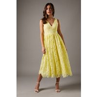 Womens Lemon Lace Midi Dress - Yellow - 12 | boohoo (US & Canada)