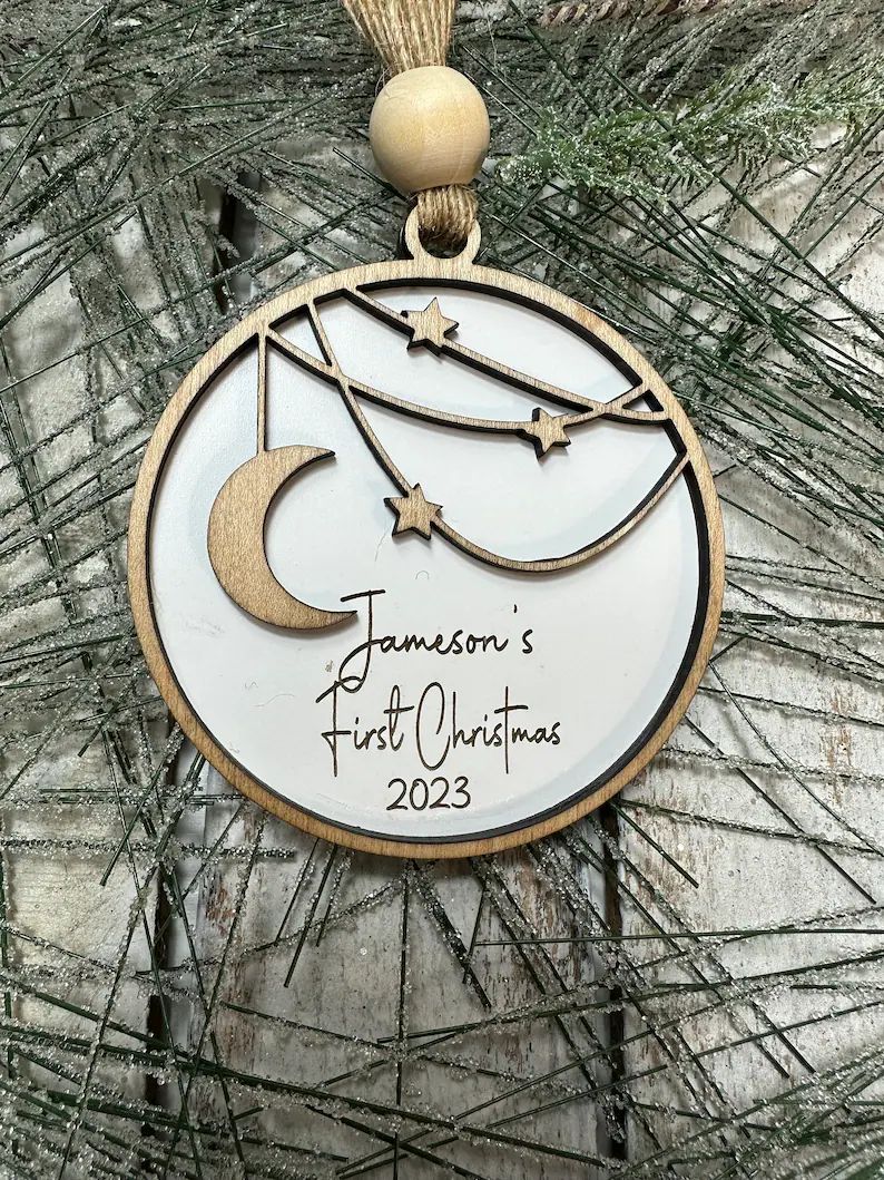 Baby's First Christmas Ornament Moon and Stars Ornament - Etsy | Etsy (US)