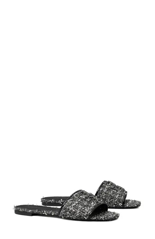 Tory Burch Eleanor Pavé Slide Sandal in Silver Confetti/Perfect Black at Nordstrom, Size 6.5 | Nordstrom