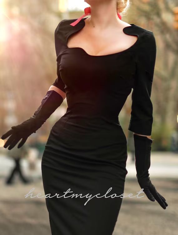Janice - old hollywood pencil dress curve neckline | Etsy (US)