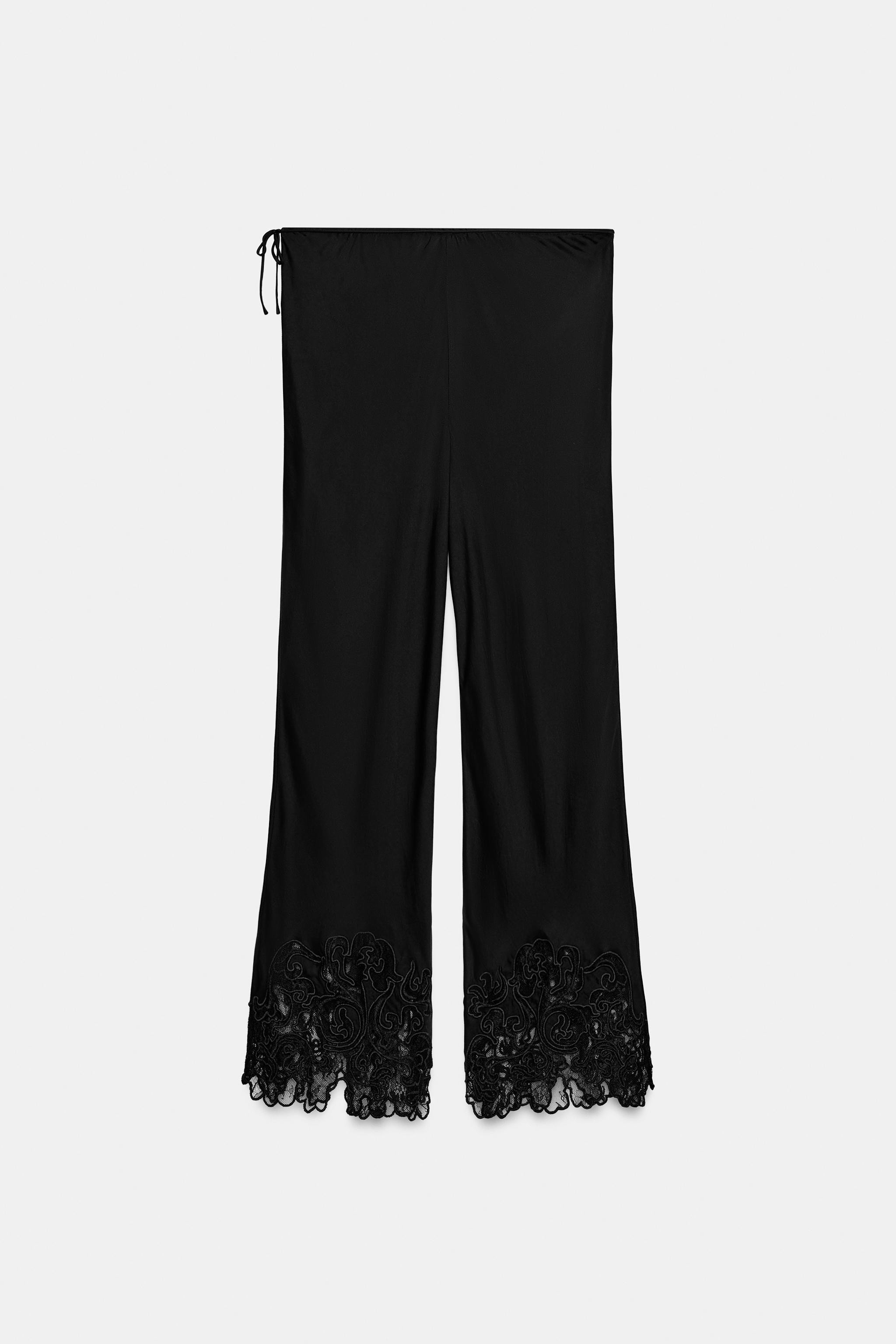 ZW COLLECTION EMBROIDERED SATIN TROUSERS | Zara UK