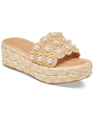 Women's Caper Pearl Raffia Woven Footbed Sandals | Macy's