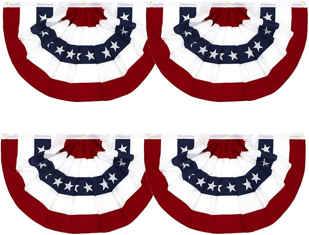Flaglink 1.5x3Ft American Pleated Fan Flag Width Approx 90cm - US Patriotic Half Fan Bunting Flag... | Amazon (US)