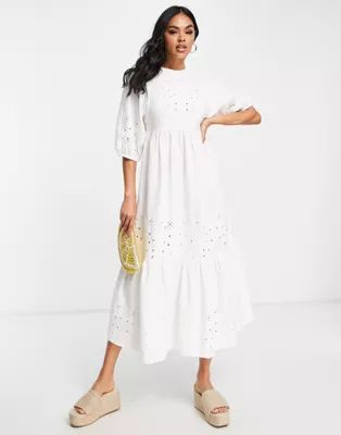 Damson Madder broderie maxi beach summer dress in white | ASOS (Global)