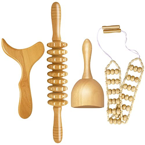 AICNLY 4 Pcs Wood Therapy Massage Tools for Body Shaping, Lymphatic Drainage Massager, Maderoterapia kit, Wooden Massage Roller, Anti-Cellulite Massager, Body Sculpting Tools Set | Amazon (US)