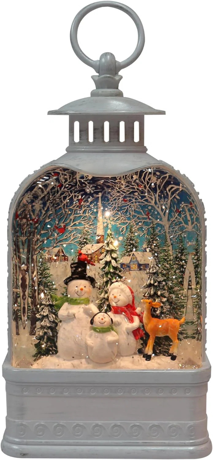 9.5“H Acrylic Lantern w/ Snowman Family - LED, Water Spinning Glitter, Battery - Hand-Painted R... | Wayfair North America