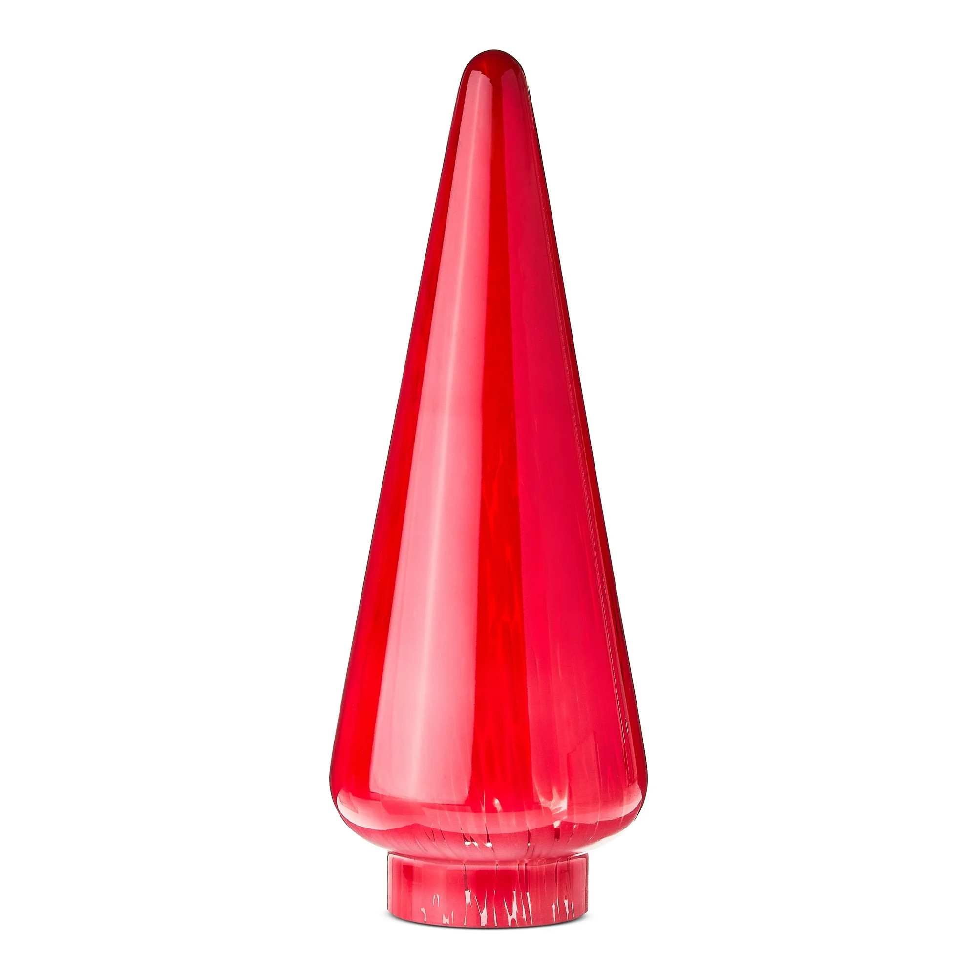 Glass Cone Christmas Tree Tabletop Decoration, Red, 11.8", by Holiday Time | Walmart (US)