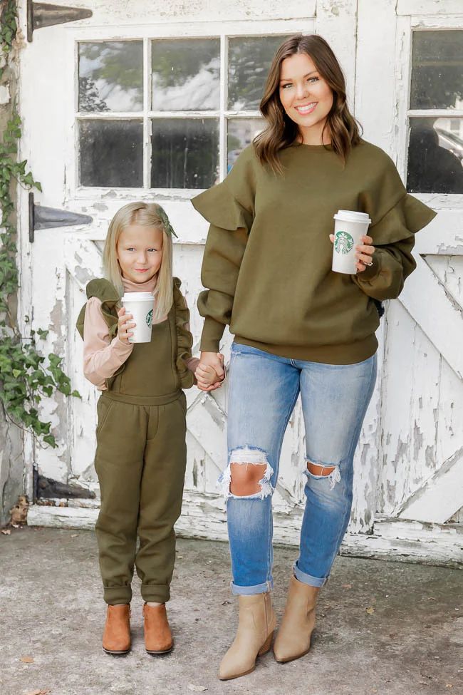 The More You Know Kids Olive Green Jumpsuit | Pink Lily