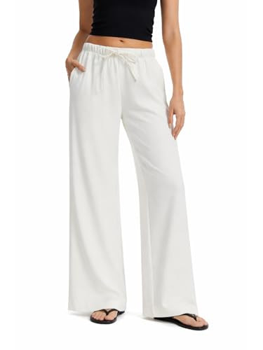 AnotherChill Women's High Waisted Wide Leg Crepe Pants Pull On Wrinkle Free Trousers with Pockets... | Amazon (US)
