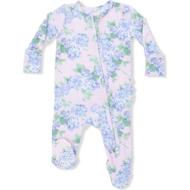 Angel Dear | 2 Way Ruffle Back Zipper Footie, Hydrangeas (Multicolor, Size 6-9M) | Maisonette | Maisonette