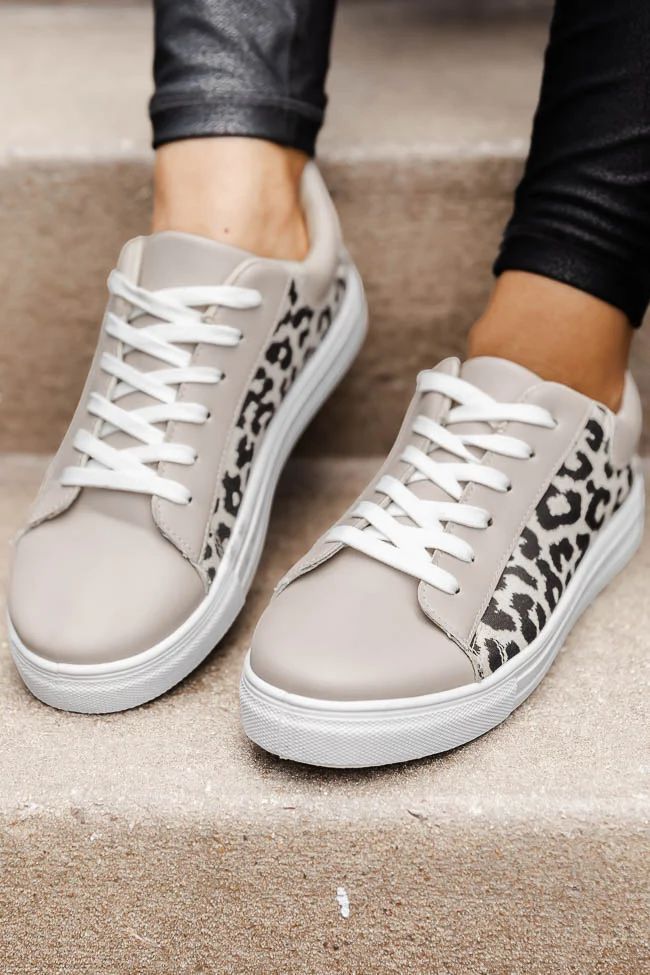 Dottie Taupe Leopard Print Sneakers | Pink Lily